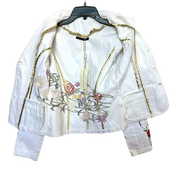Peppe Peluso Embroidered design Jean jacket Size Small NEW - Picture 6 of 6